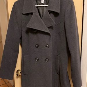Dark Grey Double Breasted Coat Jacket Size XL